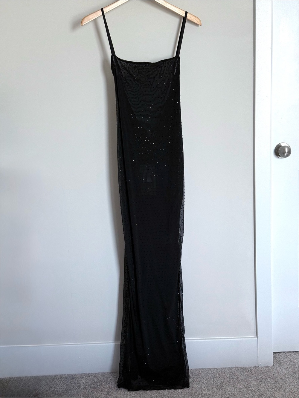 NWT Oh Polly Celandine Sheer Embellished Backless Maxi Dress Black Size 2 - Picture 3 of 11